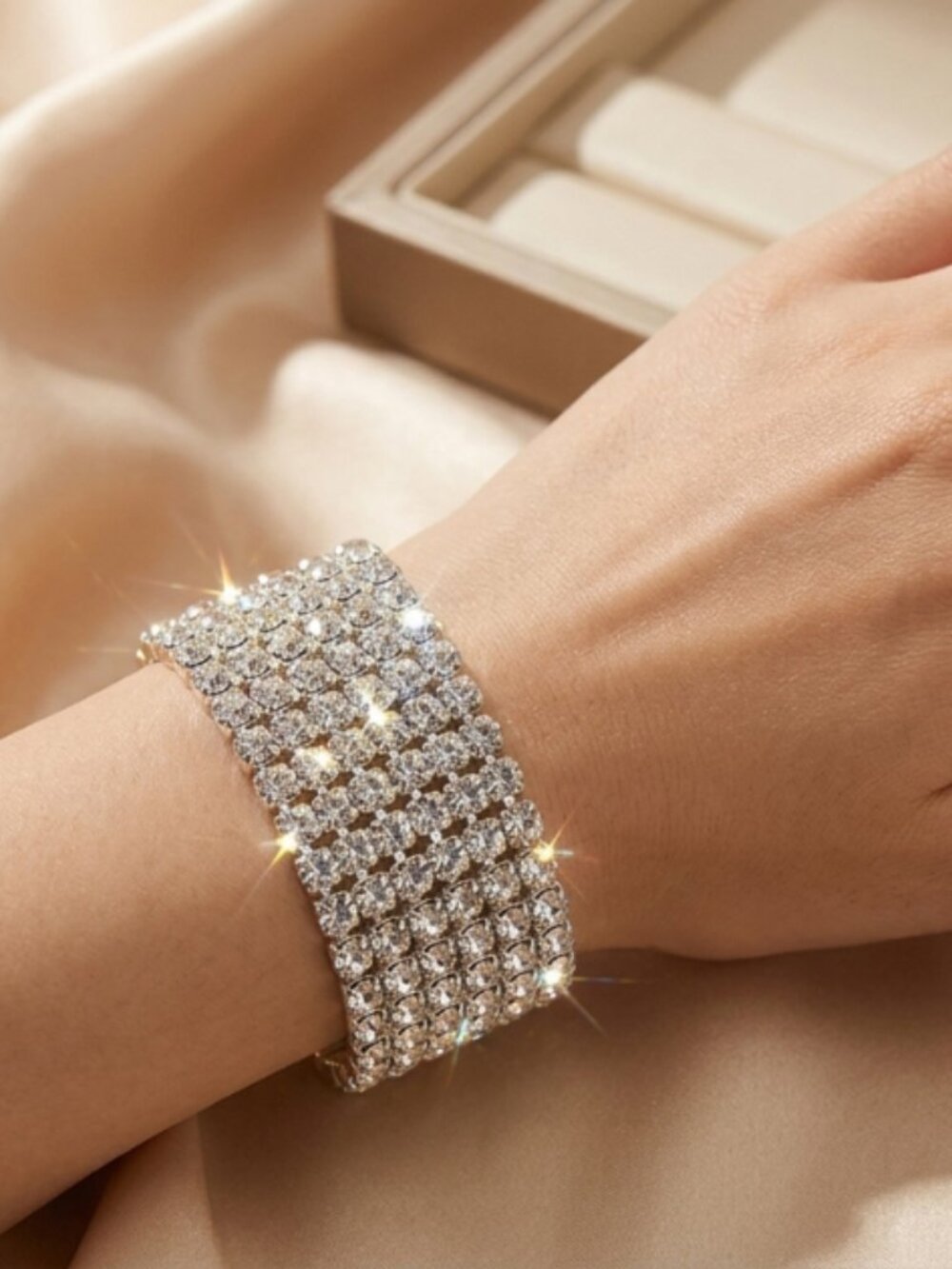 Crystal Rhinestone Covered Stretch Bracelet